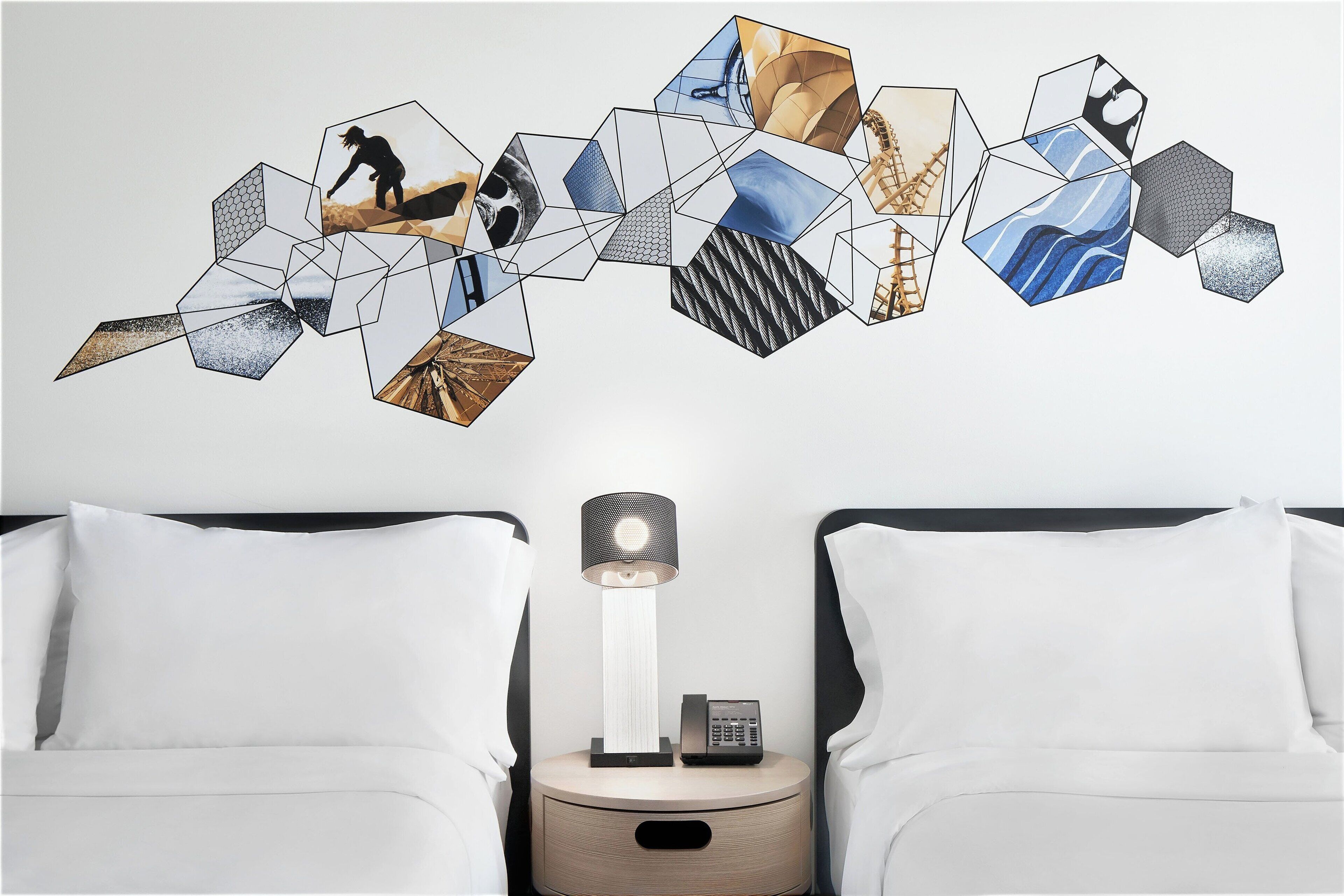 Hypo-allergenic bedding, in-room safe, blackout drapes