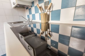 Apartment, 1 Schlafzimmer | Eigene Küche | Großer Kühlschrank, Herdplatte, Kochgeschirr/Geschirr/Besteck