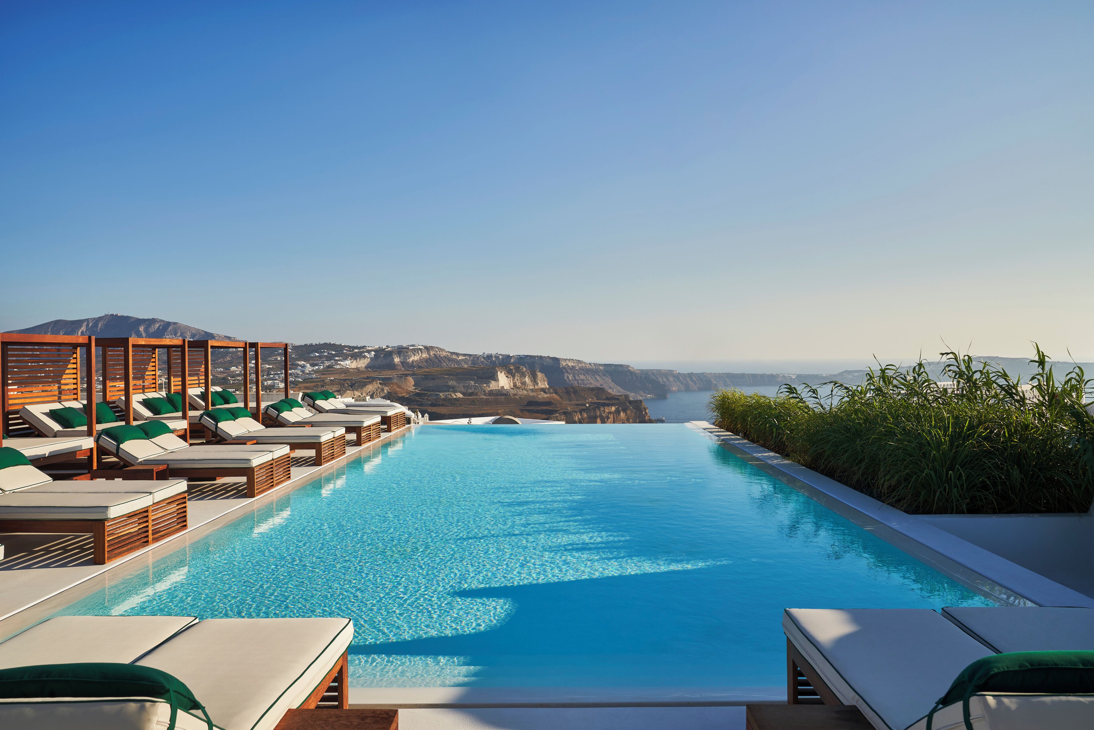Seasonal outdoor pool, sun loungers