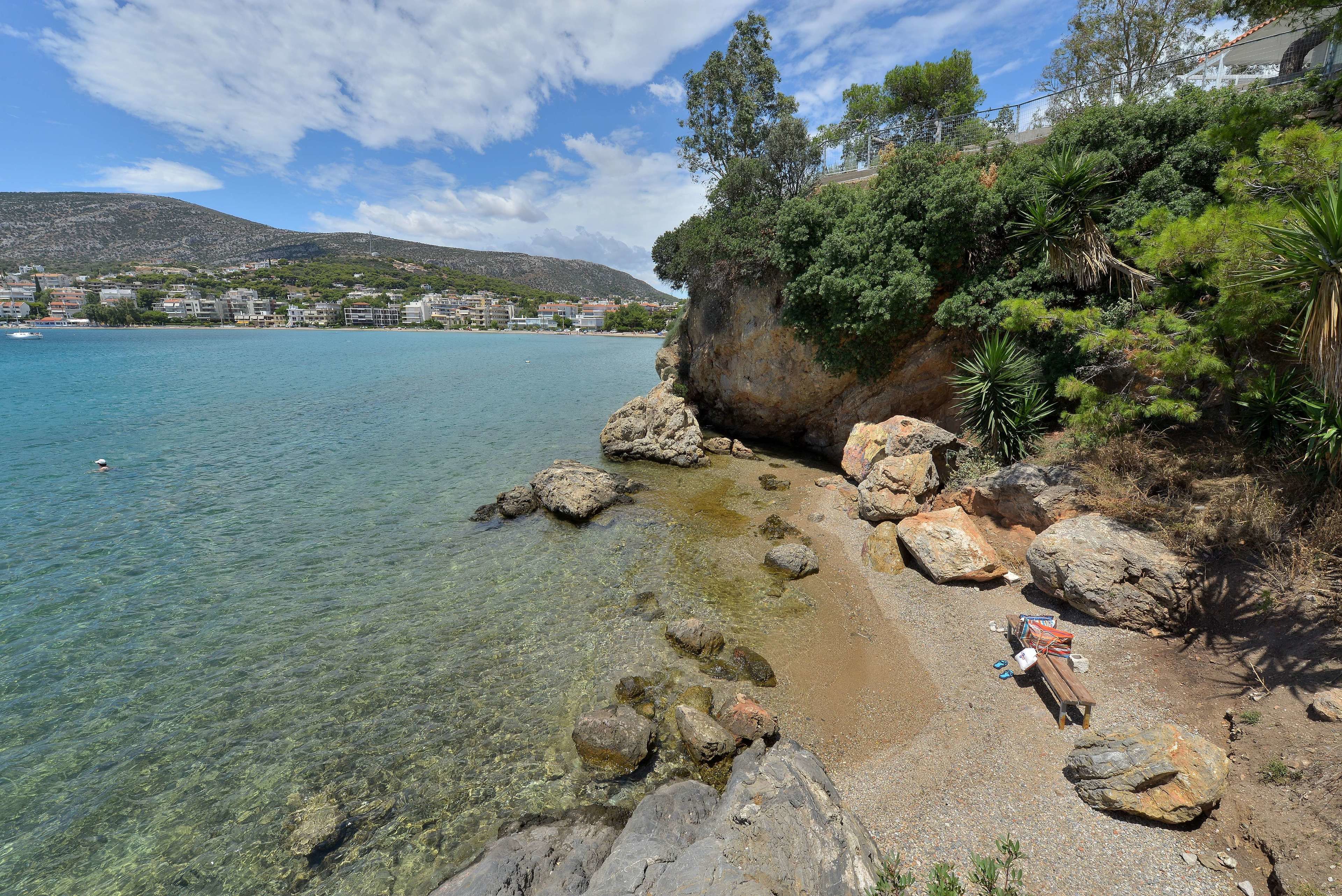 On the beach, sun-loungers, beach umbrellas