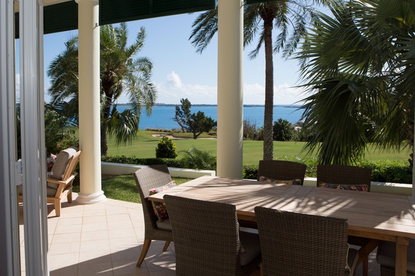 view from living room to outdoor dining area