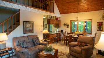 TV, fireplace, DVD player, stereo