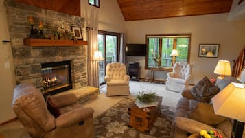 TV, fireplace, DVD player, stereo