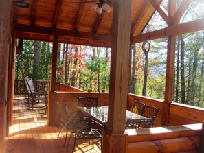 Outdoor dining - Watauga Lake Home! Hot tub, kayaks, Slip access & Mountain View! (Butler)