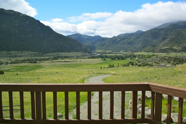 View from porch of Paradise Valley/ Yankee Jim Canyon and Yellowstone River.