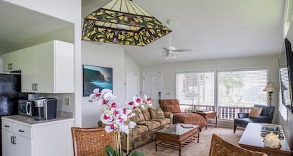 This Tropical Bungalow features Air Conditioning and Tempurpedic King Bed