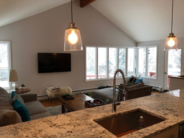 Televisión, chimenea, videojuegos y reproductor de DVD