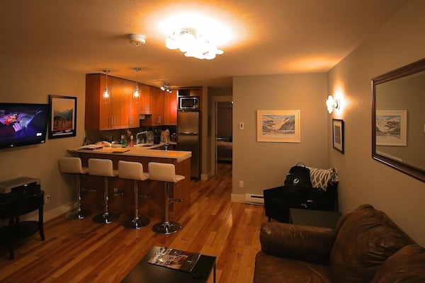 Living area and kitchen