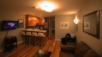 Living area and kitchen