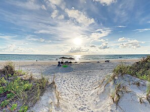 On the beach, sun-loungers, beach towels - Renovated Coastal Living Inspired Townhouse Beach Steps Away! (Indian Rocks Beach)