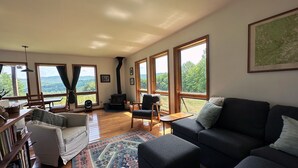 Fireplace, books - Family-Friendly Home With Incredible Berkshire Views And A Private Swim Pond (Stephentown)