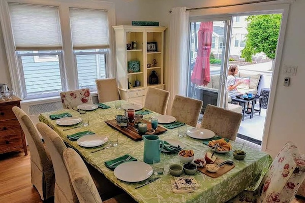 Entertain indoors or on the deck, adjacent to the dining room.