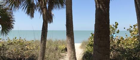 Beach nearby, sun loungers, beach towels