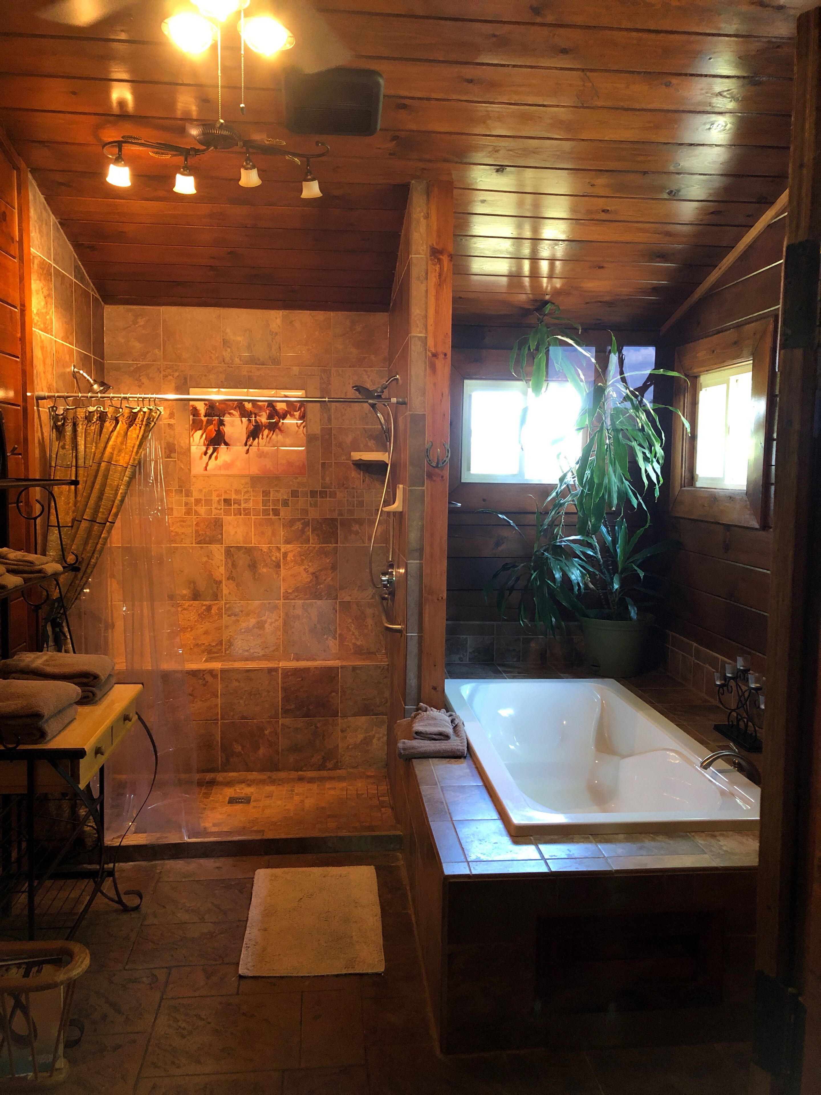 Baignoire, séchoir à cheveux, serviettes fournies, savon