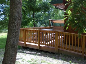 Property grounds - Beautifully appointed log cabin features mountain views, river, trails, WiFi (Luray)