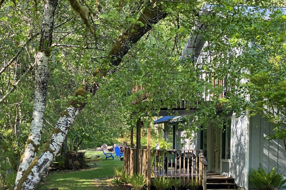 Creekfront Home with Large Covered Porch and Fire Pit...Pet-Friendly!