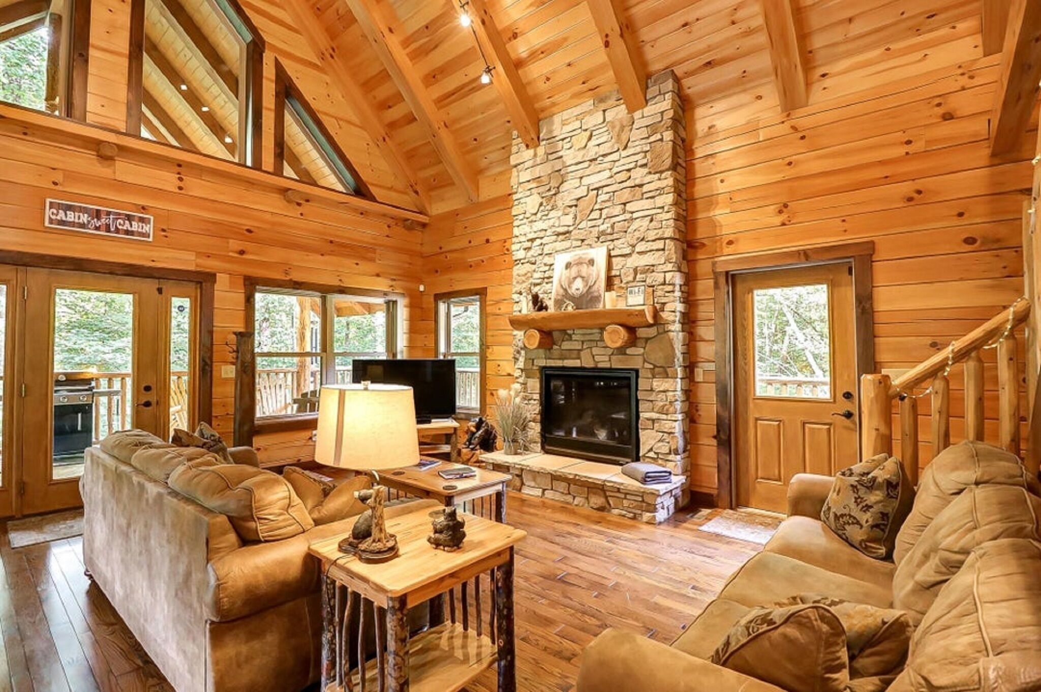 Smart TV, fireplace, DVD player, computer monitors