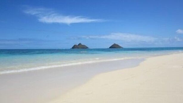 A beach with clear blue water and two small islands in the distance. - Footsteps to Hawaii's Best Beach  (Kailua)