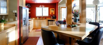 The Executive Lodge up in the West Hills and is 2 miles from downtown Bend.