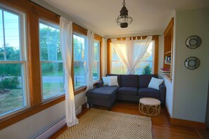 TV connectée, cheminée, livres