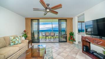 TV connectée, lecteur de DVD, livres, chaîne hi-fi