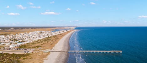 Beach nearby, sun loungers