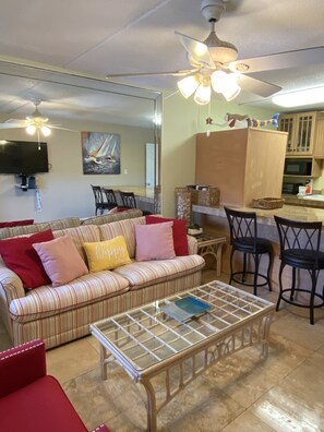 Flat-screen TV, stereo