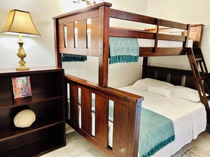 4 bedrooms, desk, iron/ironing board, travel cot