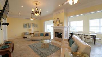 TV, fireplace, DVD player