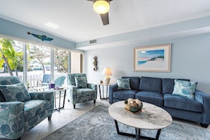 Smart TV, DVD player, books, music library