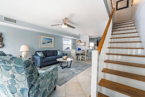 Smart TV, DVD player, books, music library