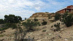 A house on a rocky hill with sparse vegetation. - Sherri’s Terlingua Cabin on the Creek: Easy Access (Terlingua)