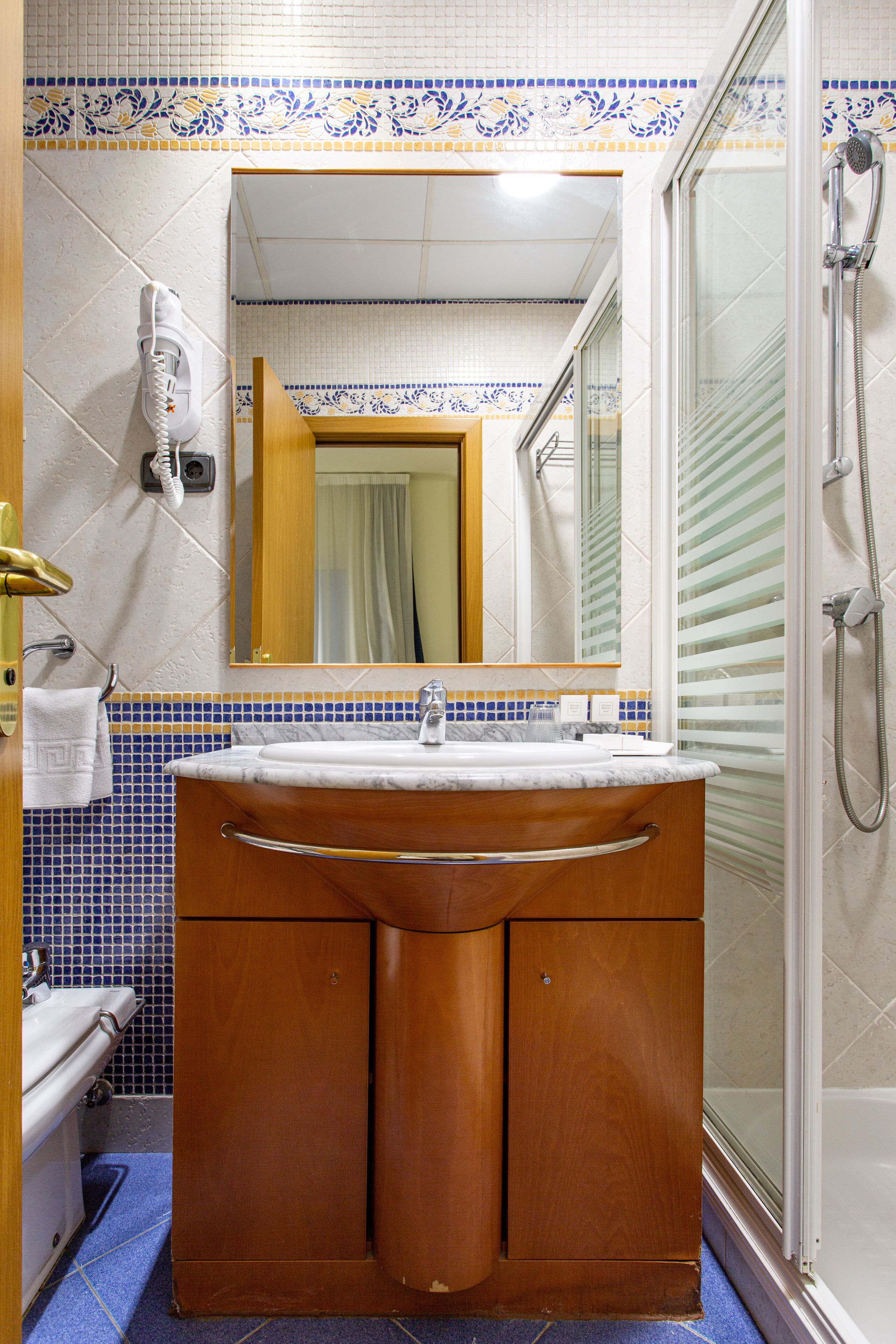 shower, free toiletries, hair dryer, bidet