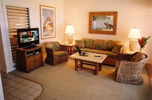 Smart TV, DVD player, books, video library