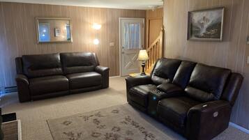 Smart TV, fireplace, DVD player, books