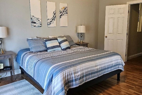 A view of the master bedroom.