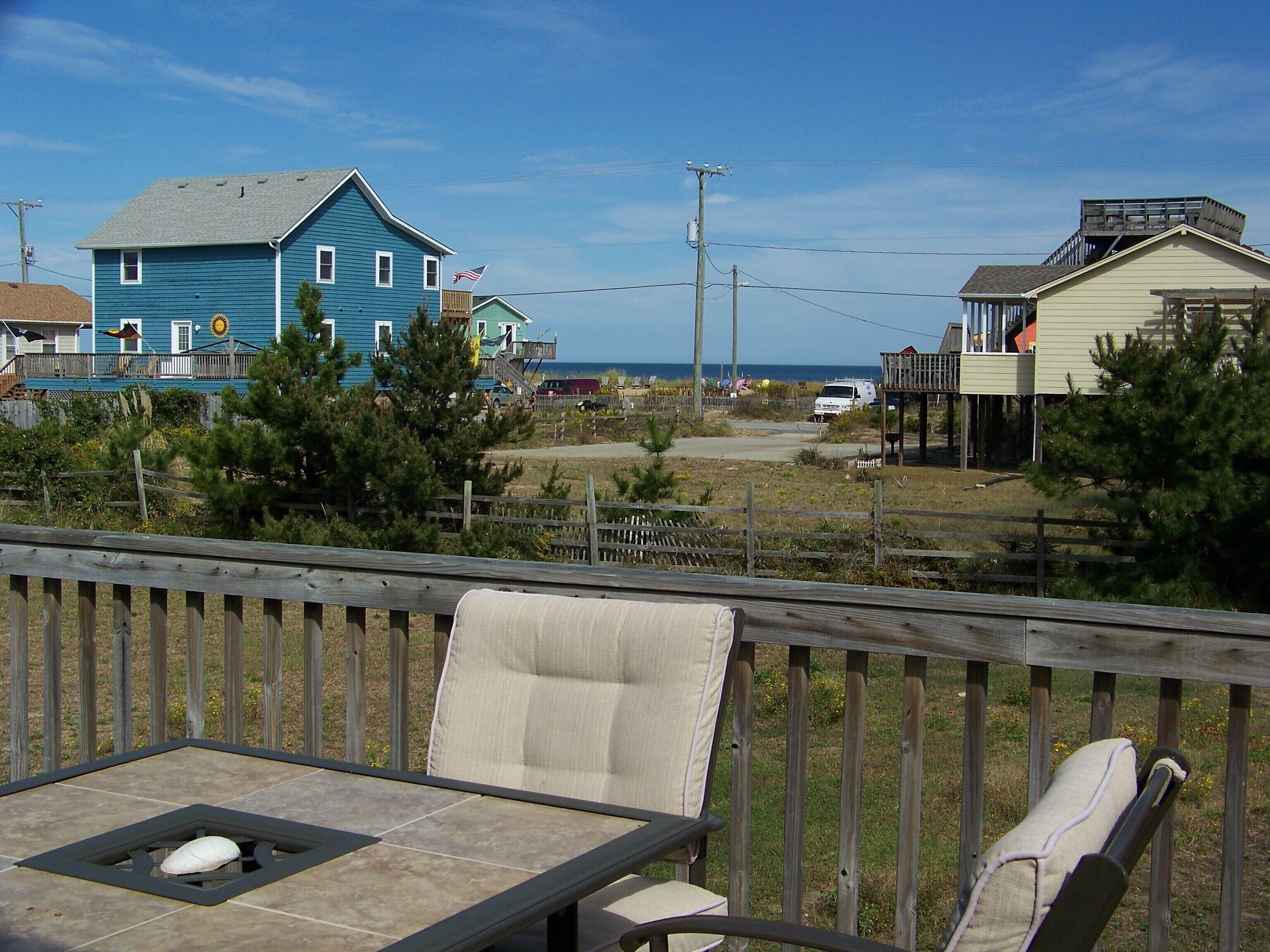 Back deck with ocean view