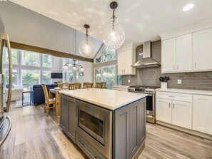 Fridge, microwave, oven, dishwasher