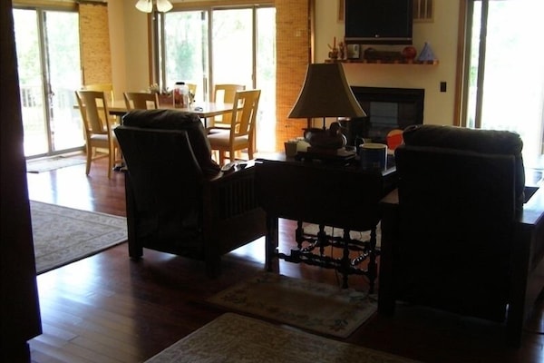 Complete view of the lake from the living room, kitchen, and dining room.