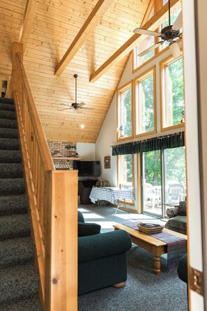 Smart TV, fireplace, DVD player