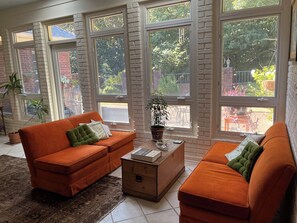 Smart TV, caminetto, biblioteca musicale