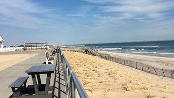 On the beach, beach towels