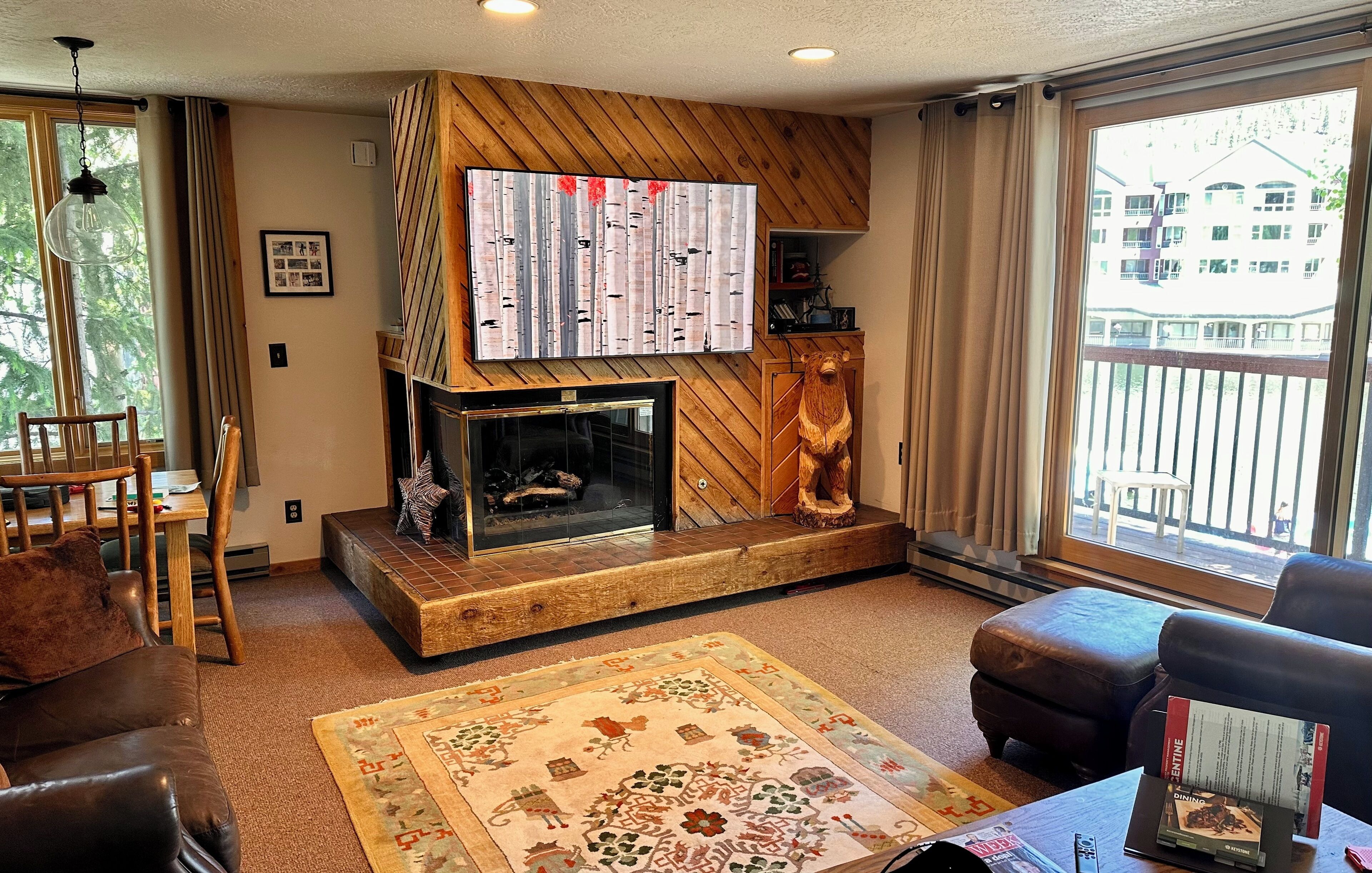 تلفزيون، مدفأة، مشغل دي في دي