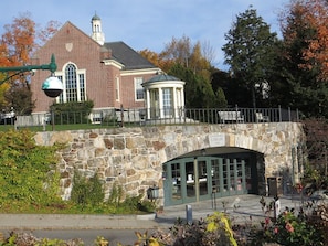 The award-winning Camden Public Library in a Frederick Law Olmstead park setting