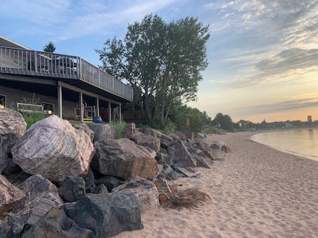 On the beach, beach towels. Lake Superior - Gorgeous views from waterfront home in Marquette