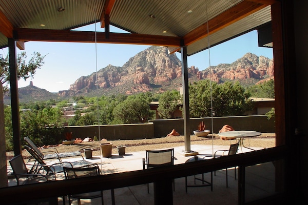 Covered patio with awsome views