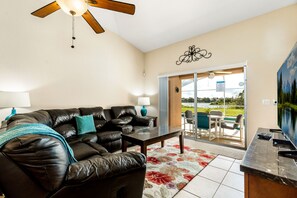 Smart TV, DVD player, books, video library