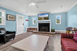 TV, fireplace, DVD player