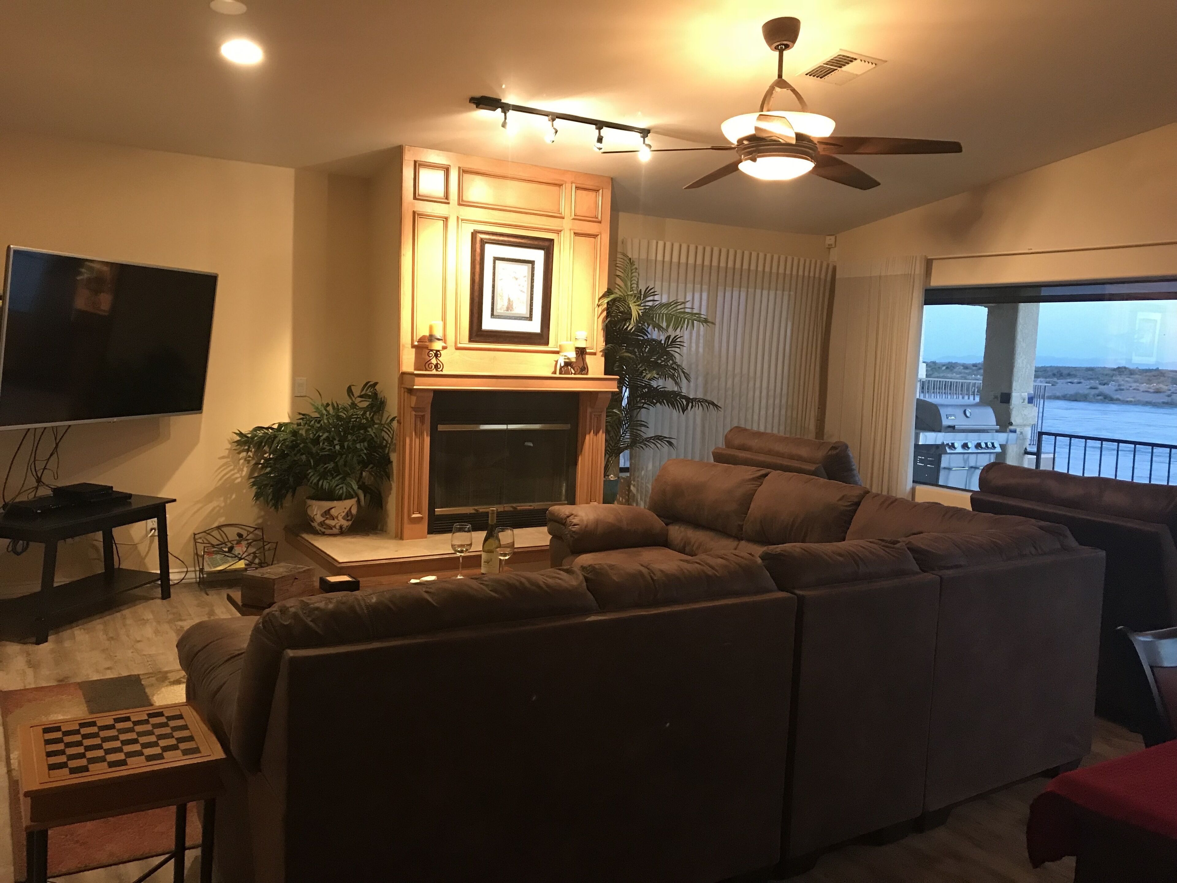 Riverfront w/lawn, jet ski dock, and boat dock.  Views and spectacular Sunsets!