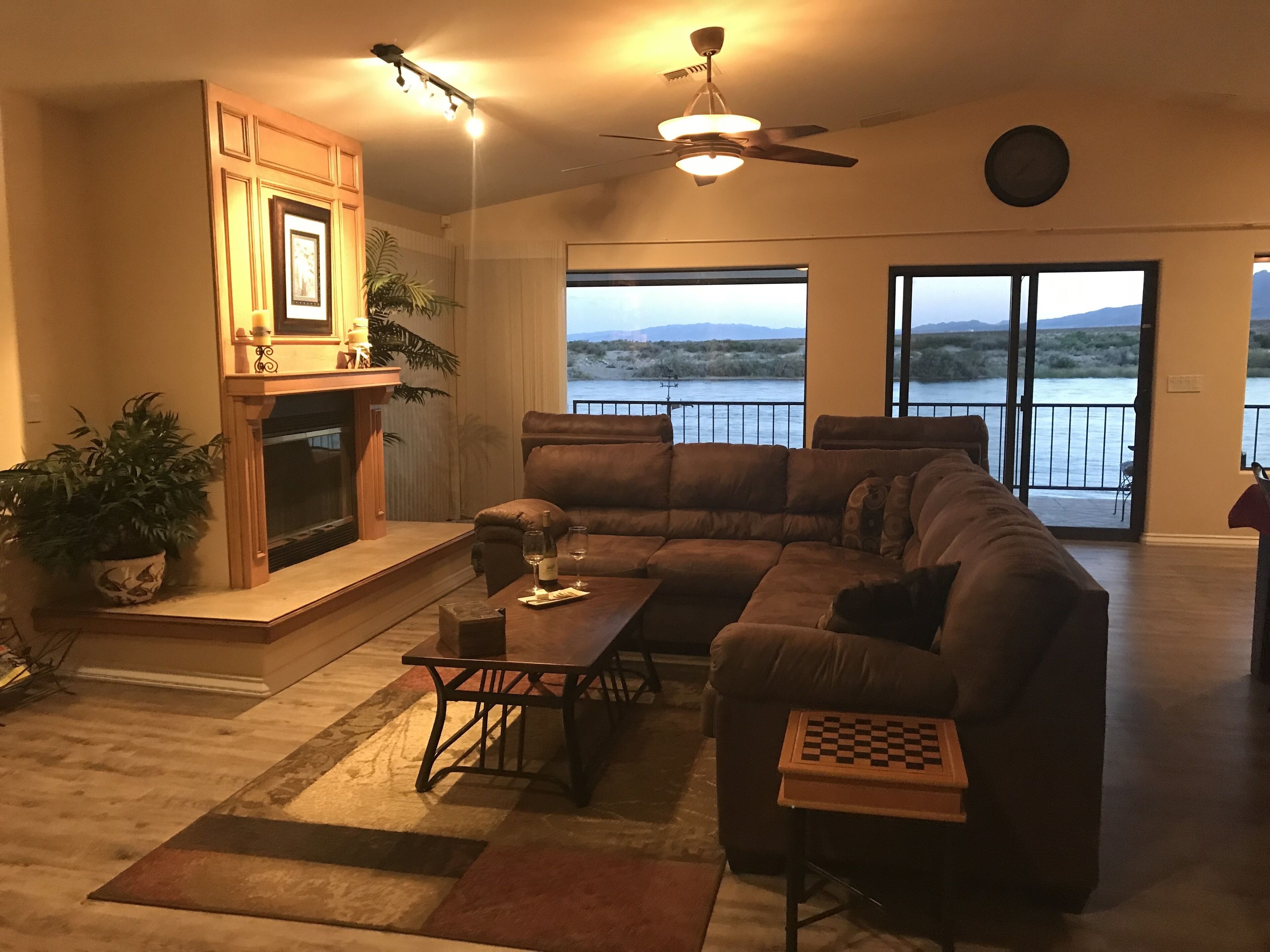 Riverfront w/lawn, jet ski dock, and boat dock.  Views and spectacular Sunsets!